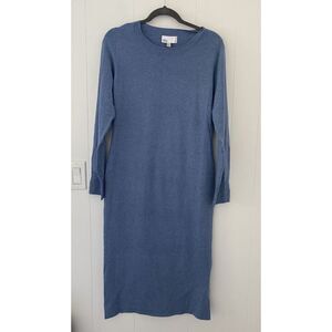 Nordstrom Rack Size Small Long Sleeve Crewneck Sweater Dress Blue Lightweight